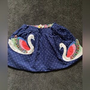 Mini Boden Girls Blue White Polka Dots Swans Cord Skirt Size 3-4Y 11-12Y